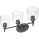 Keating 3 Light 23.88 inch Antique Black Iron Vanity Light Wall Light