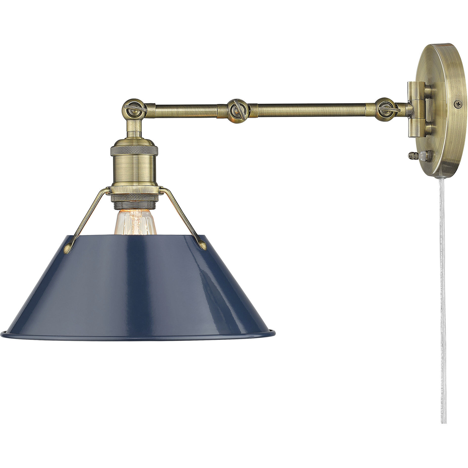 Yep Orwell 1 Light 10 inch Aged Brass Swing Arm Wall Lamp Wall Light in Navy, Adjustable