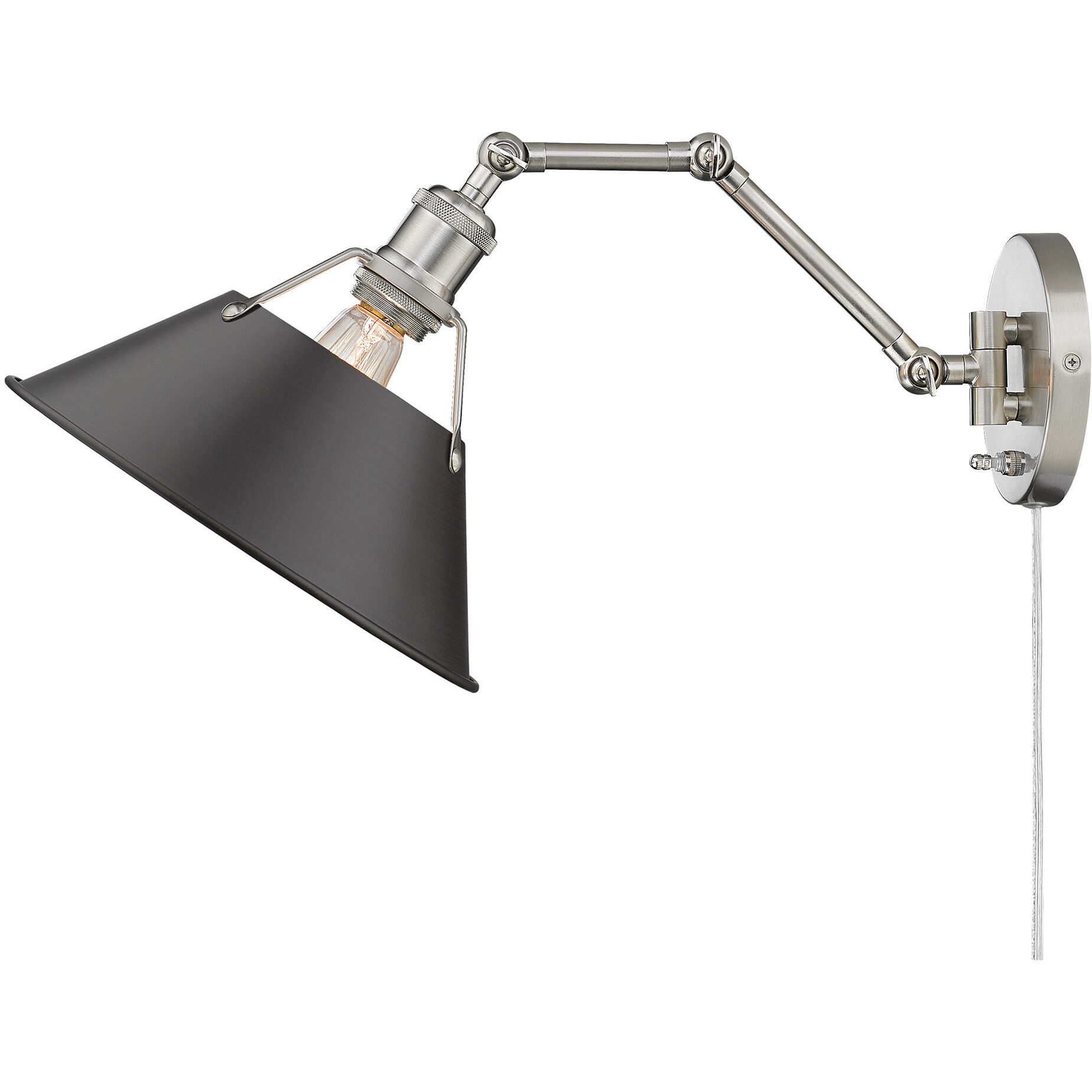 Yep Orwell 1 Light 10 inch Pewter Swing Arm Wall Lamp Wall Light in Rubbed Bronze, Adjustable