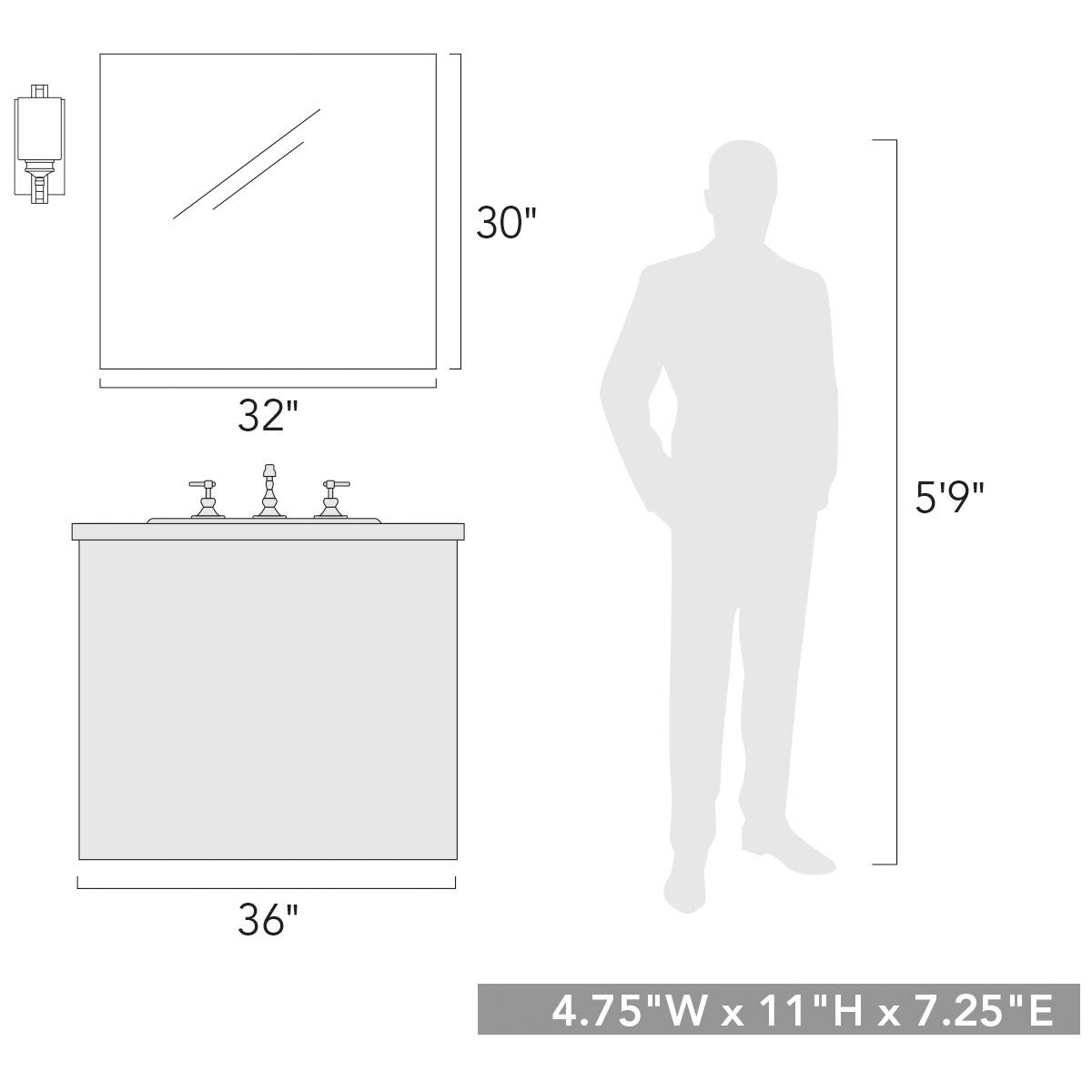 Hidalgo 1 Light 7 inch Sovereign Bronze Bath Vanity Wall Light