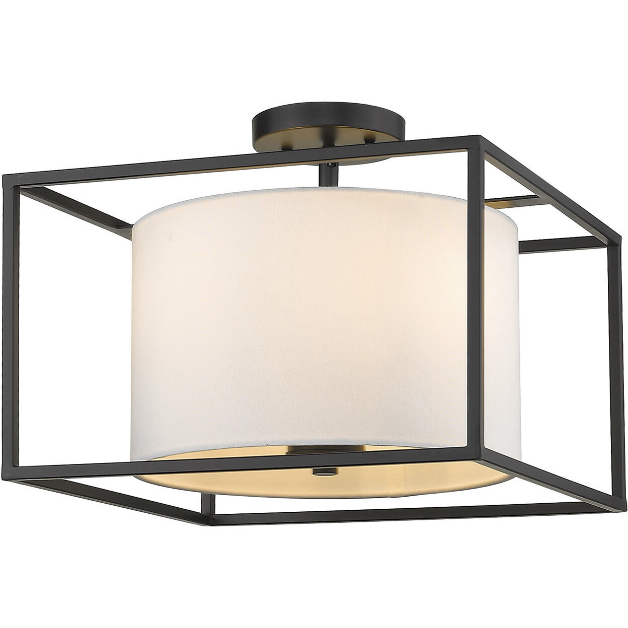 Manhattan 3 Light 14.5 inch Matte Black Semi-Flush Mount Ceiling Light, Damp