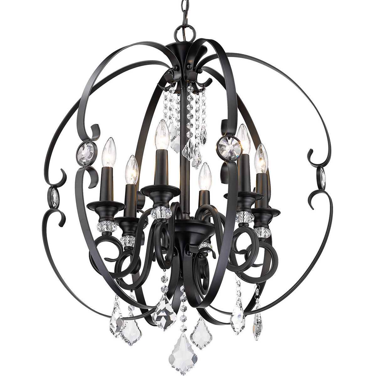 Ella 6 Light 26 inch Matte Black Chandelier Ceiling Light