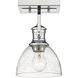 Yep Hines Vanity Wall Light in Chrome, Seeded Glass