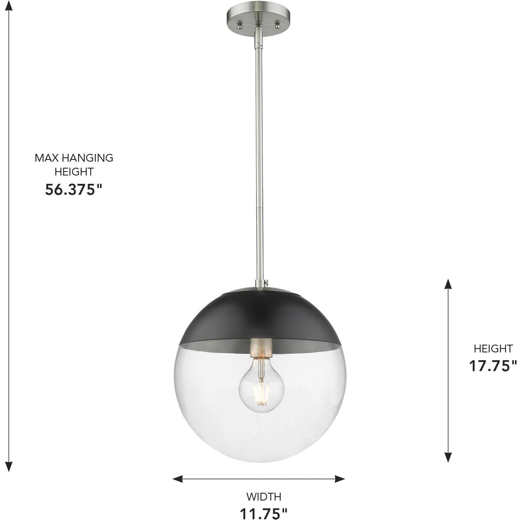 Dixon 1 Light 11.75 inch Pewter Pendant Ceiling Light in Matte Black, Large