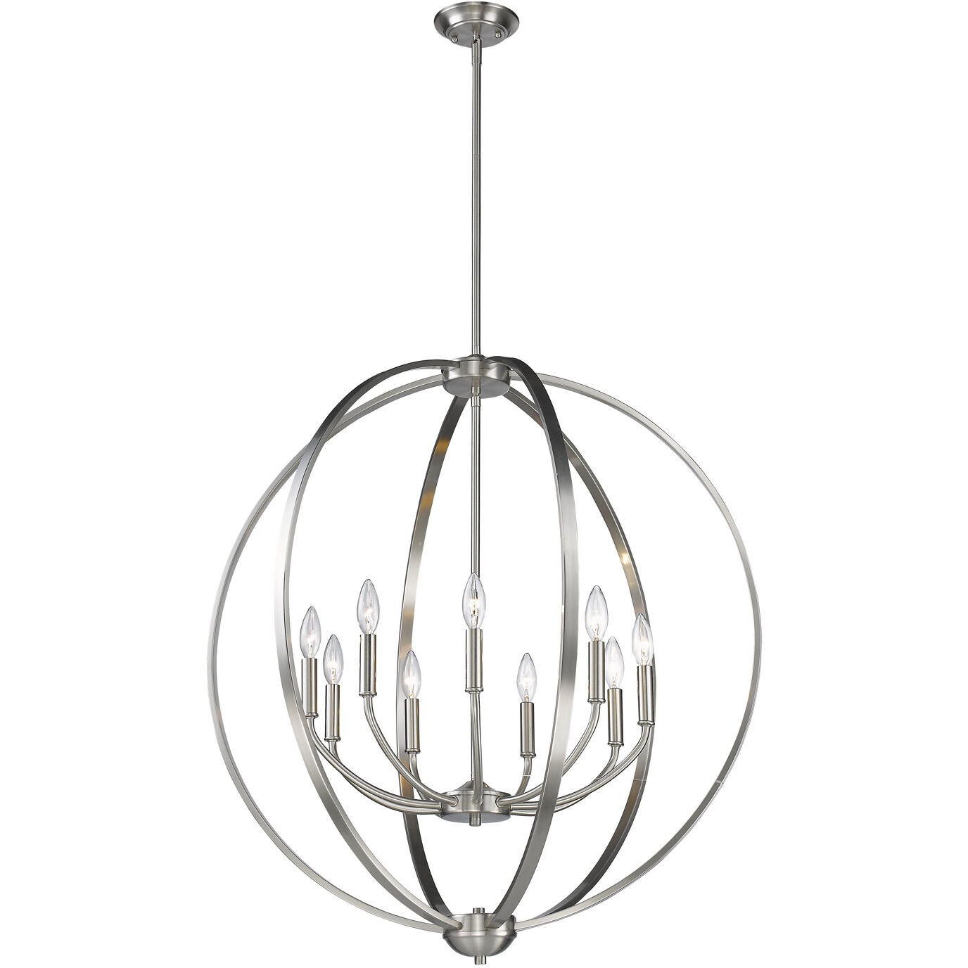 Colson 9 Light 31.25 inch Pewter Chandelier Ceiling Light in No Shade, Large