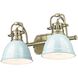 Yep Duncan Vanity Wall Light in Aged Brass, Seafoam
