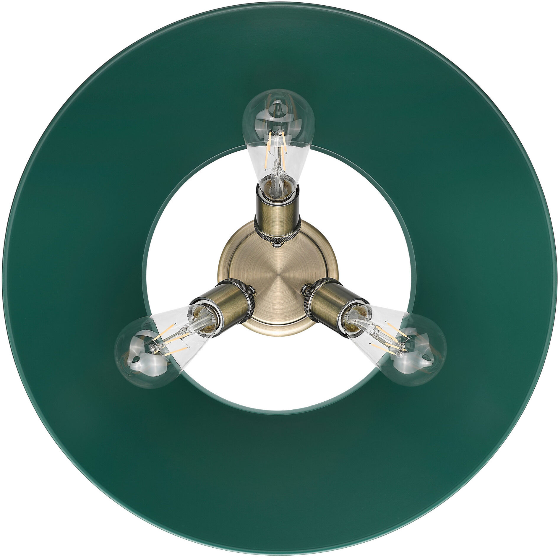 Yep Orwell 3 Light 18.75 inch Aged Brass Flush Mount Ceiling Light in Pine Green