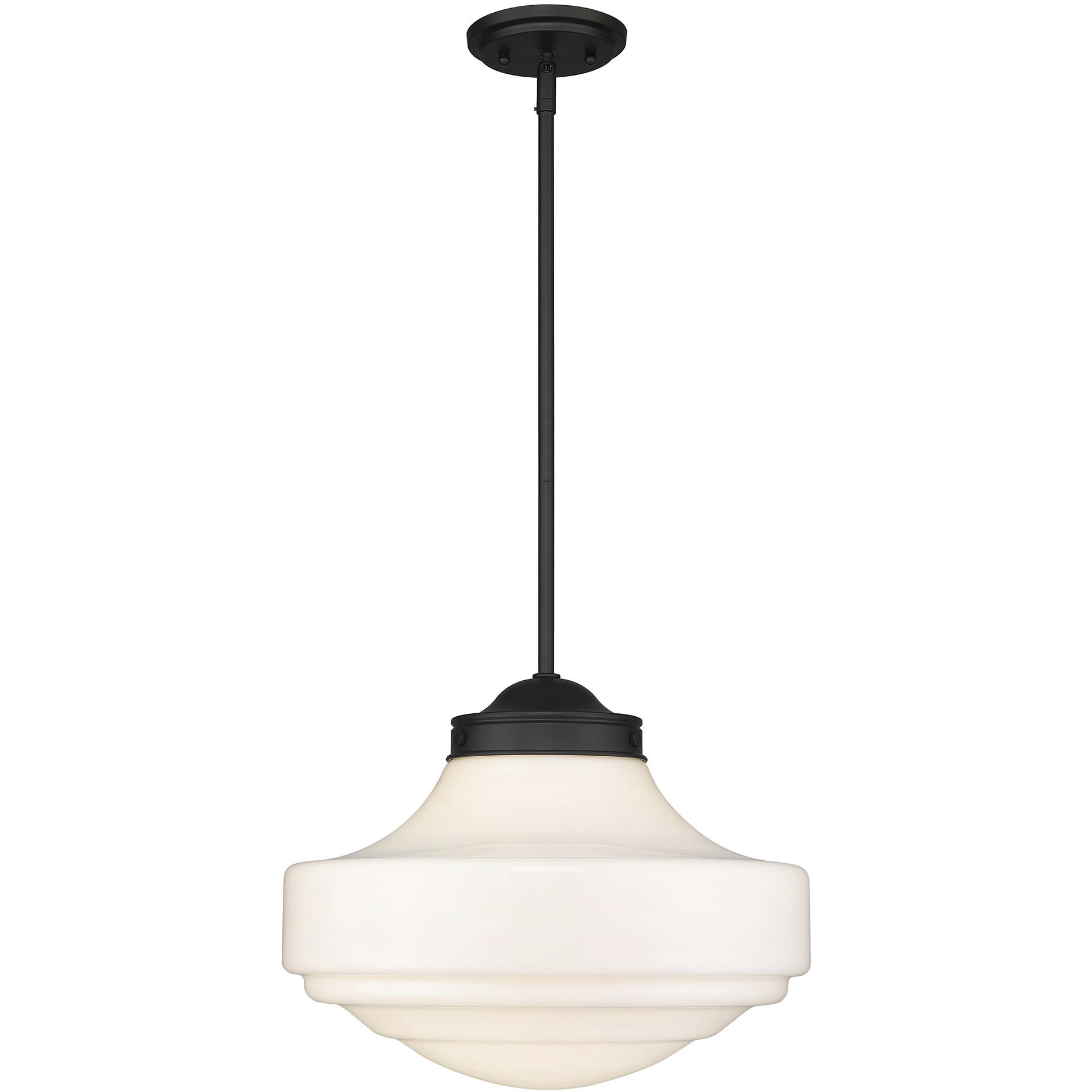 Ingalls 1 Light 16 inch Matte Black Pendant Ceiling Light in Vintage Milk Glass, Large