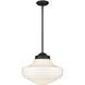 Ingalls 1 Light 16 inch Matte Black Pendant Ceiling Light in Vintage Milk Glass, Large