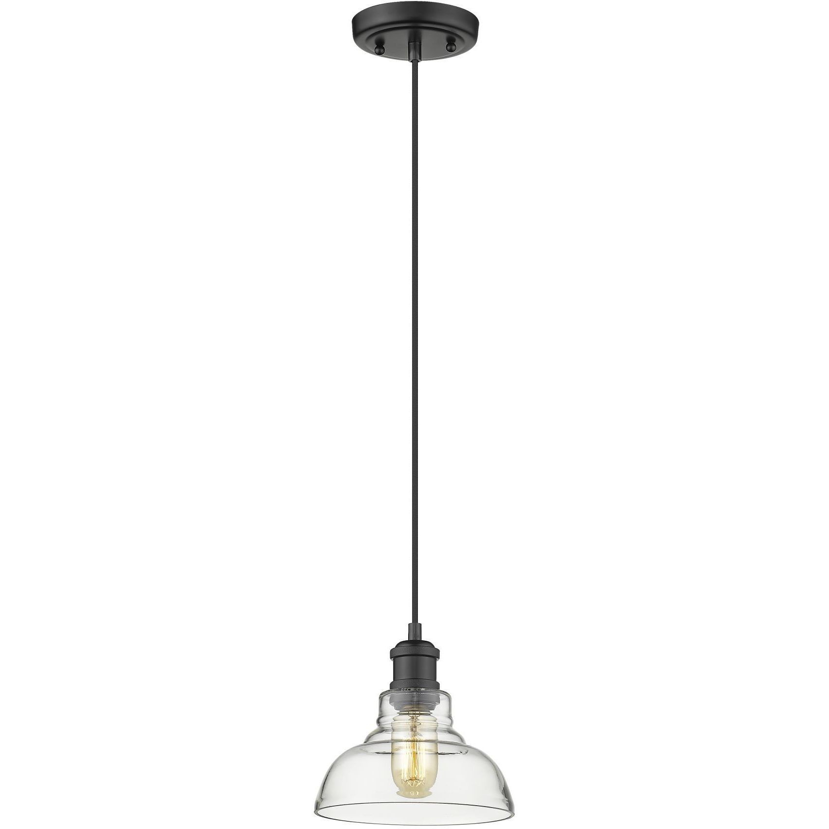 Yep Carver Pendant Ceiling Light in Matte Black, Clear Glass, Small