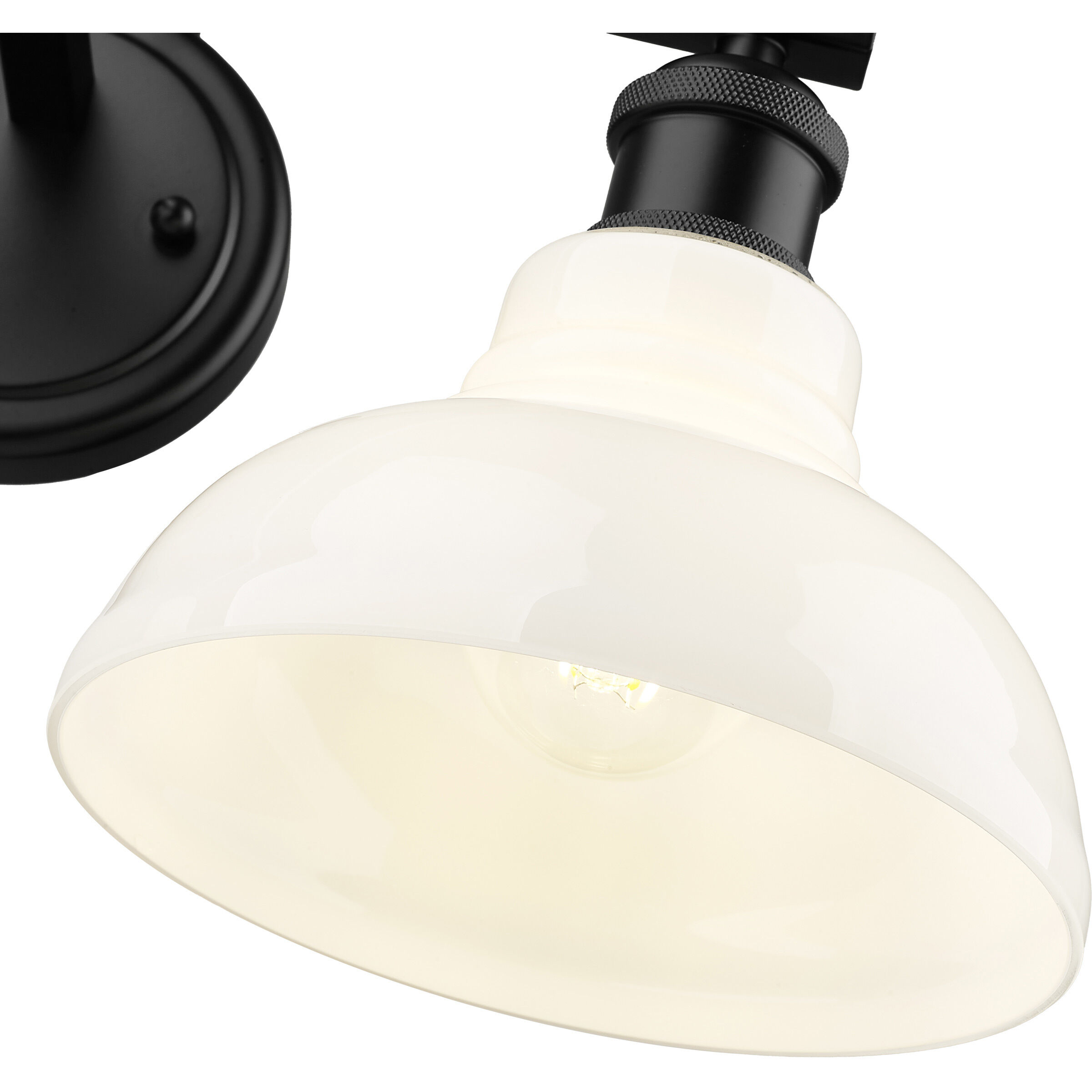 Yep Carver Vanity Wall Light in Matte Black, Vintage Milk Glass