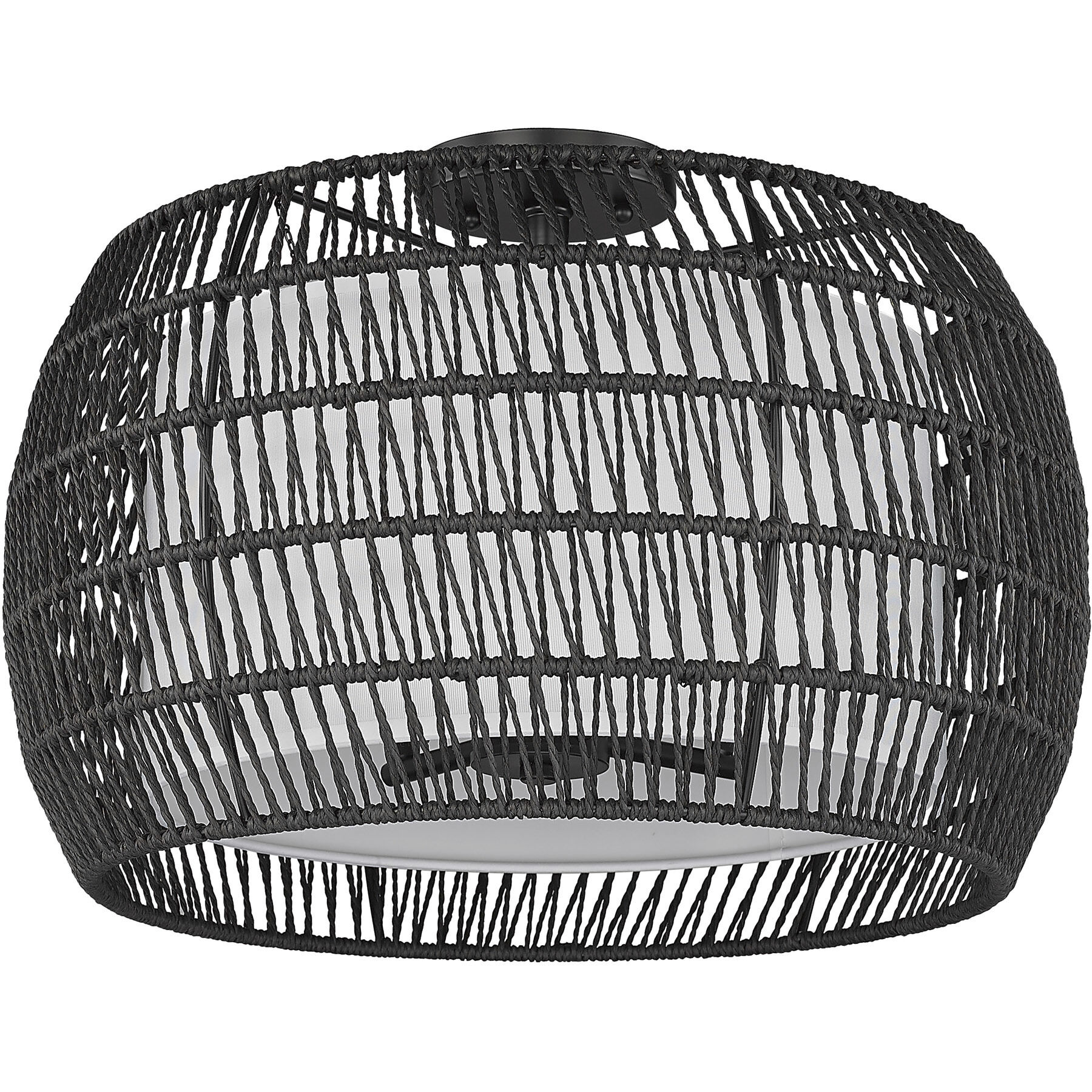 Everly 4 Light 19 inch Matte Black Semi-Flush Mount Ceiling Light in Modern Black Rattan