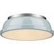 Yep Duncan 2 Light 14 inch Pewter Flush Mount Ceiling Light in Seafoam, Damp
