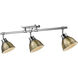 Duncan 3 Light 6.5 inch Chrome Semi-Flush Track Light Ceiling Light in Aged Brass, Track Light