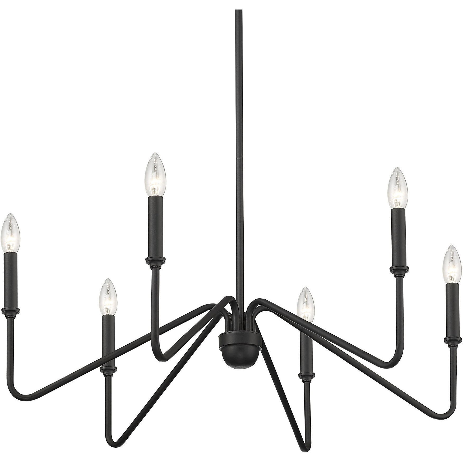 Yep Kennedy 6 Light 29.75 inch Natural Black Chandelier Ceiling Light in No Shade