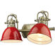 Yep Duncan Vanity Wall Light in Aged Brass, Red