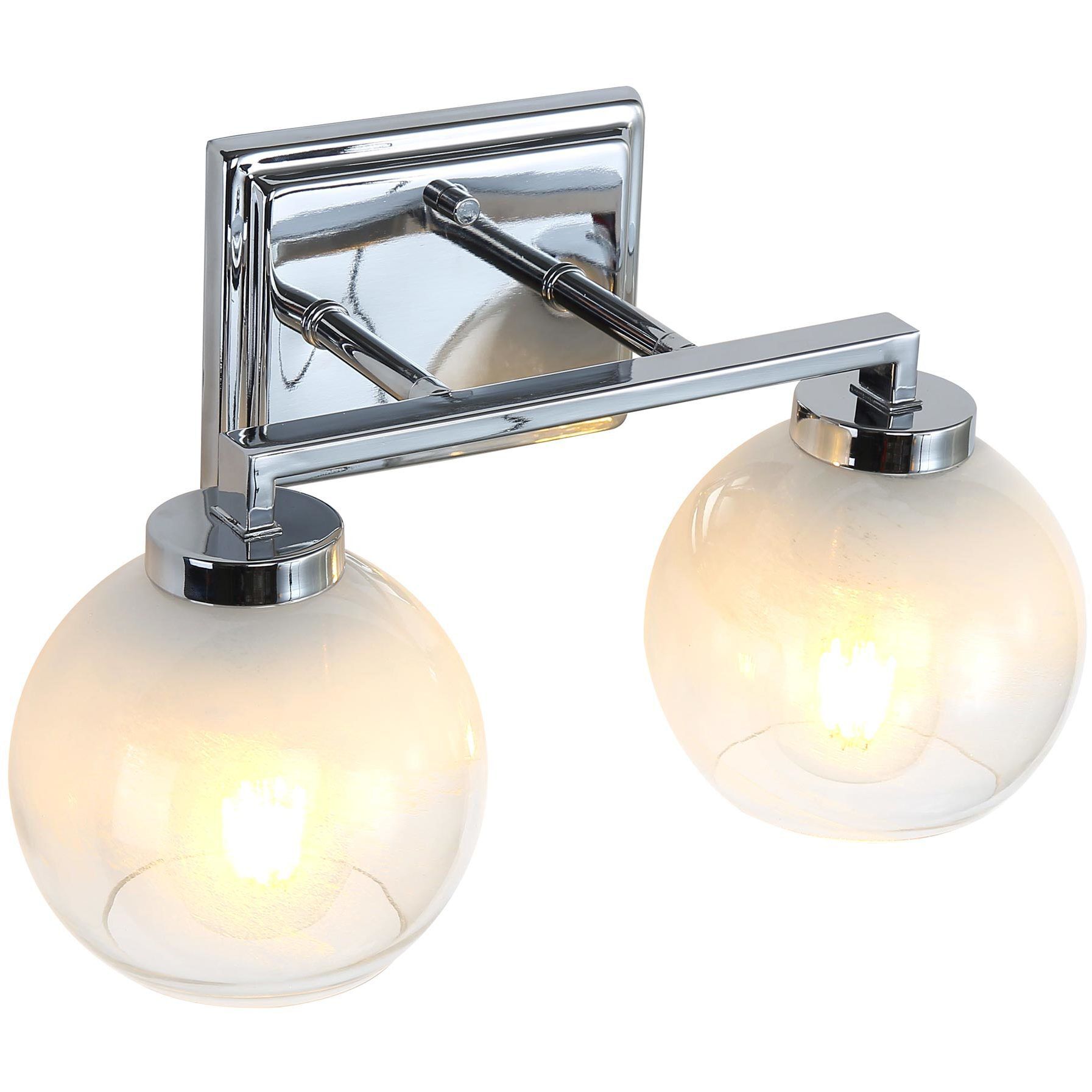 Yep Elliott Vanity Wall Light in Chrome, Clear Glass