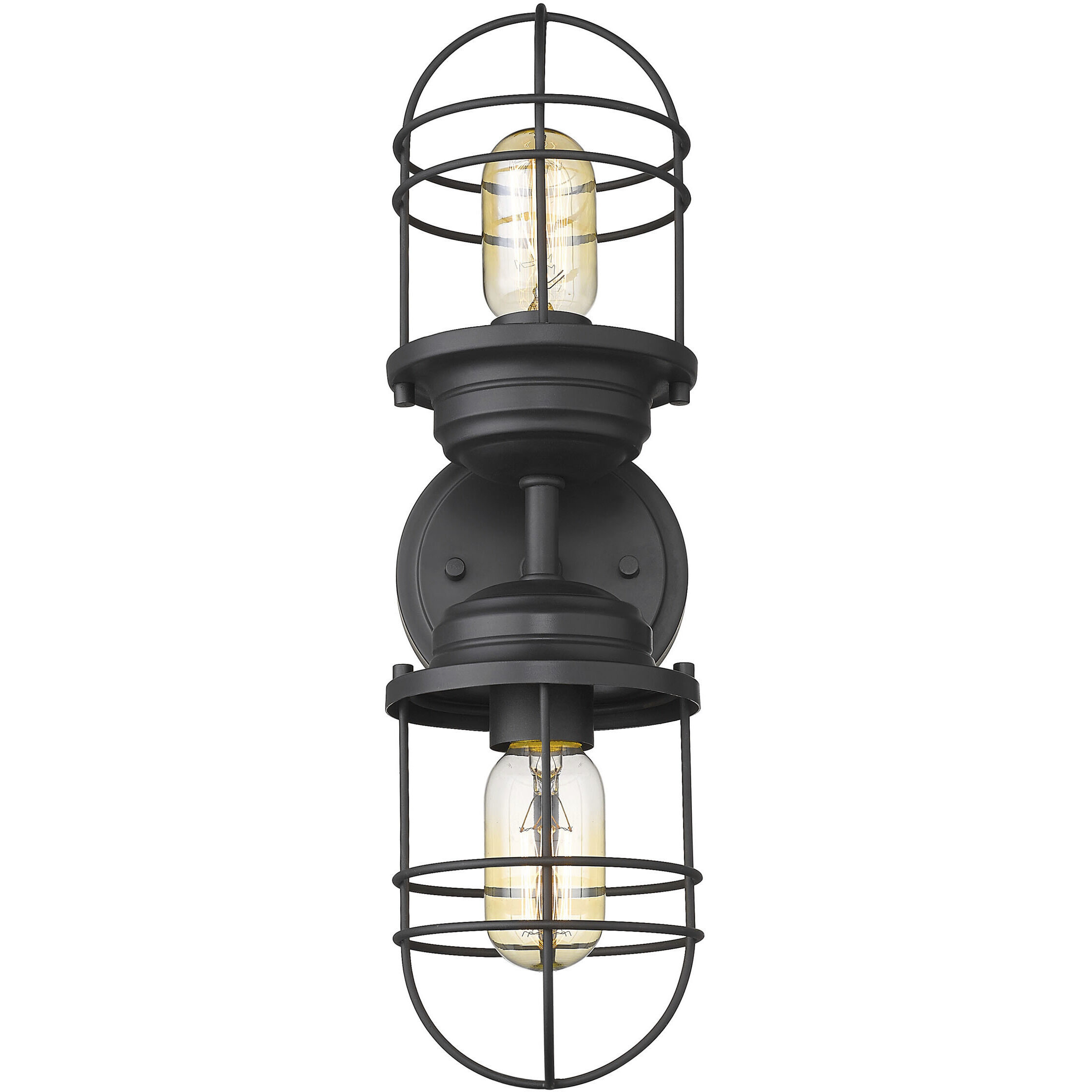 Seaport Vanity Wall Light in Matte Black, Damp