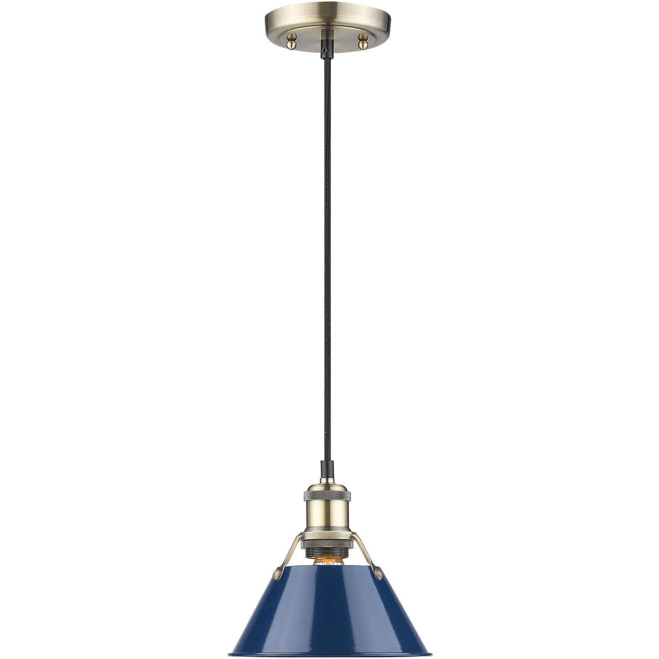 Yep Orwell 1 Light 7.5 inch Aged Brass Pendant Ceiling Light in Navy, Small