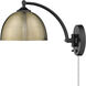 Rey 1 Light 8 inch Matte Black Articulating Wall Sconce Wall Light in Aged Brass, Adjustable