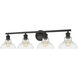 Yep Carver Vanity Wall Light in Matte Black, Clear Glass