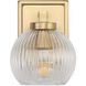 Elliott 1 Light 7.25 inch Brushed Champagne Bronze Vanity Light Wall Light in Ribbed Clear
