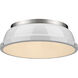 Yep Duncan 2 Light 14 inch Pewter Flush Mount Ceiling Light in White, Damp
