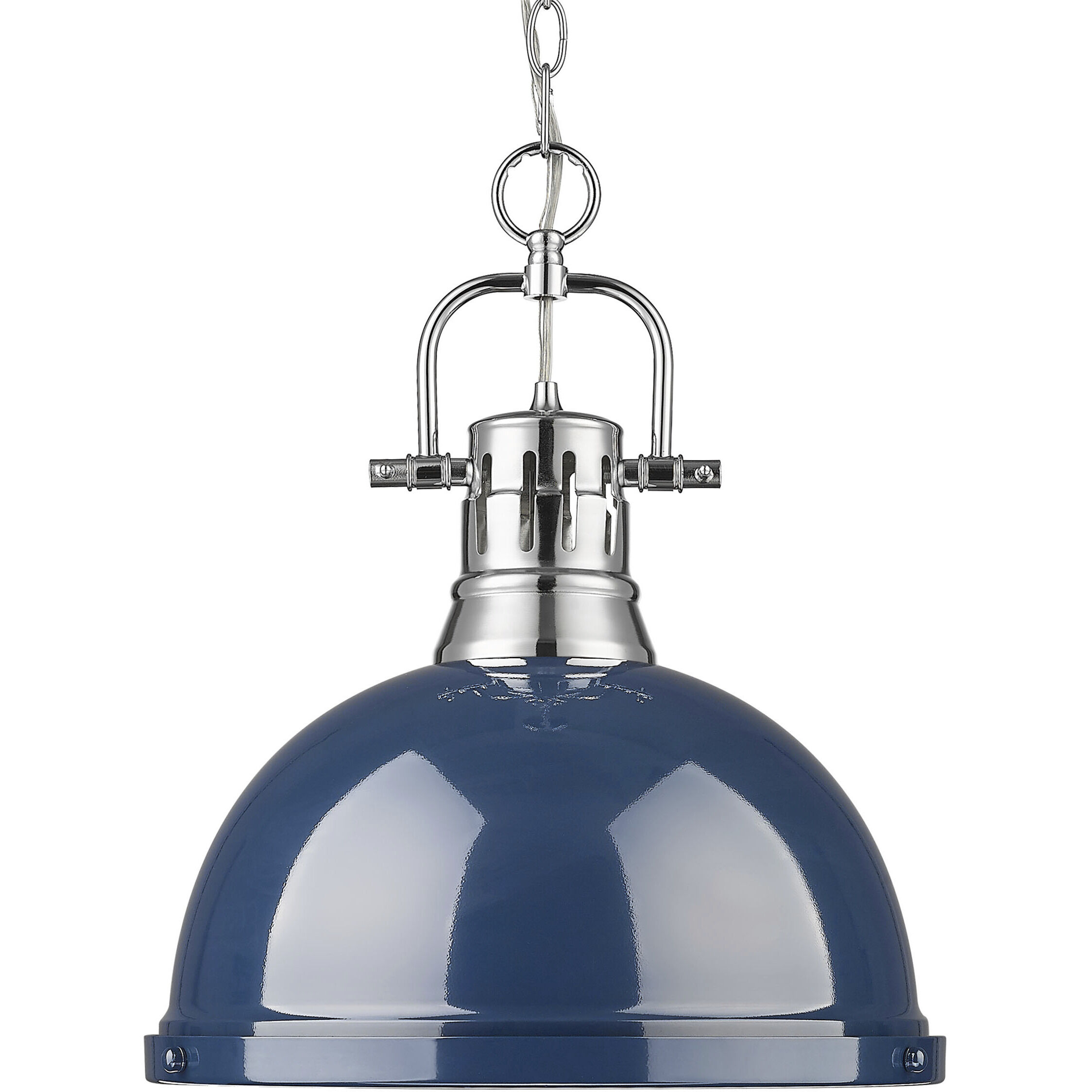 Yep Duncan 1 Light 14 inch Chrome Pendant Ceiling Light in Navy