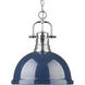 Yep Duncan 1 Light 14 inch Chrome Pendant Ceiling Light in Navy