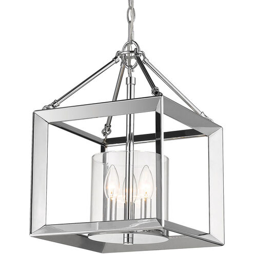 Smyth 3 Light 12 inch Chrome Mini Chandelier Ceiling Light in Clear Glass, Convertible