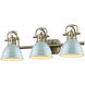 Duncan 3 Light 24.5 inch Aged Brass Bath Vanity Light Wall Light in Seafoam
