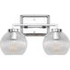 Elliott 2 Light 15.25 inch Chrome Vanity Light Wall Light in Ribbed Clear