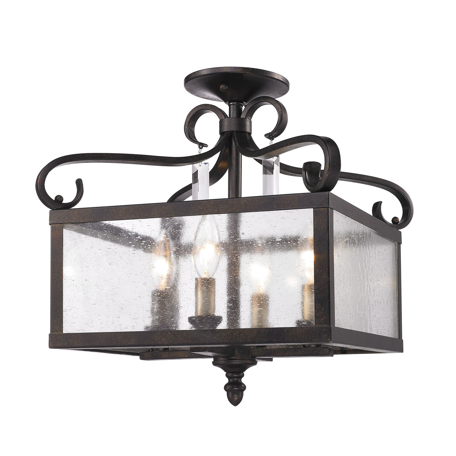 Valencia 4 Light 13.5 inch Fired Bronze Semi-Flush Mount Ceiling Light, Convertible