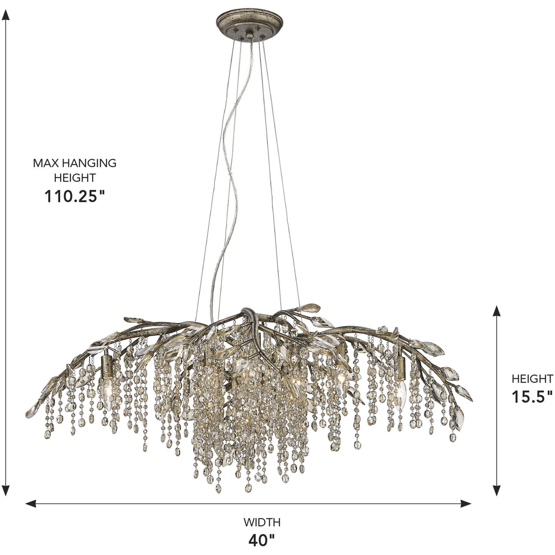 Autumn Twilight 40 inch 60.00 watt Mystic Gold Chandelier Ceiling Light, Large