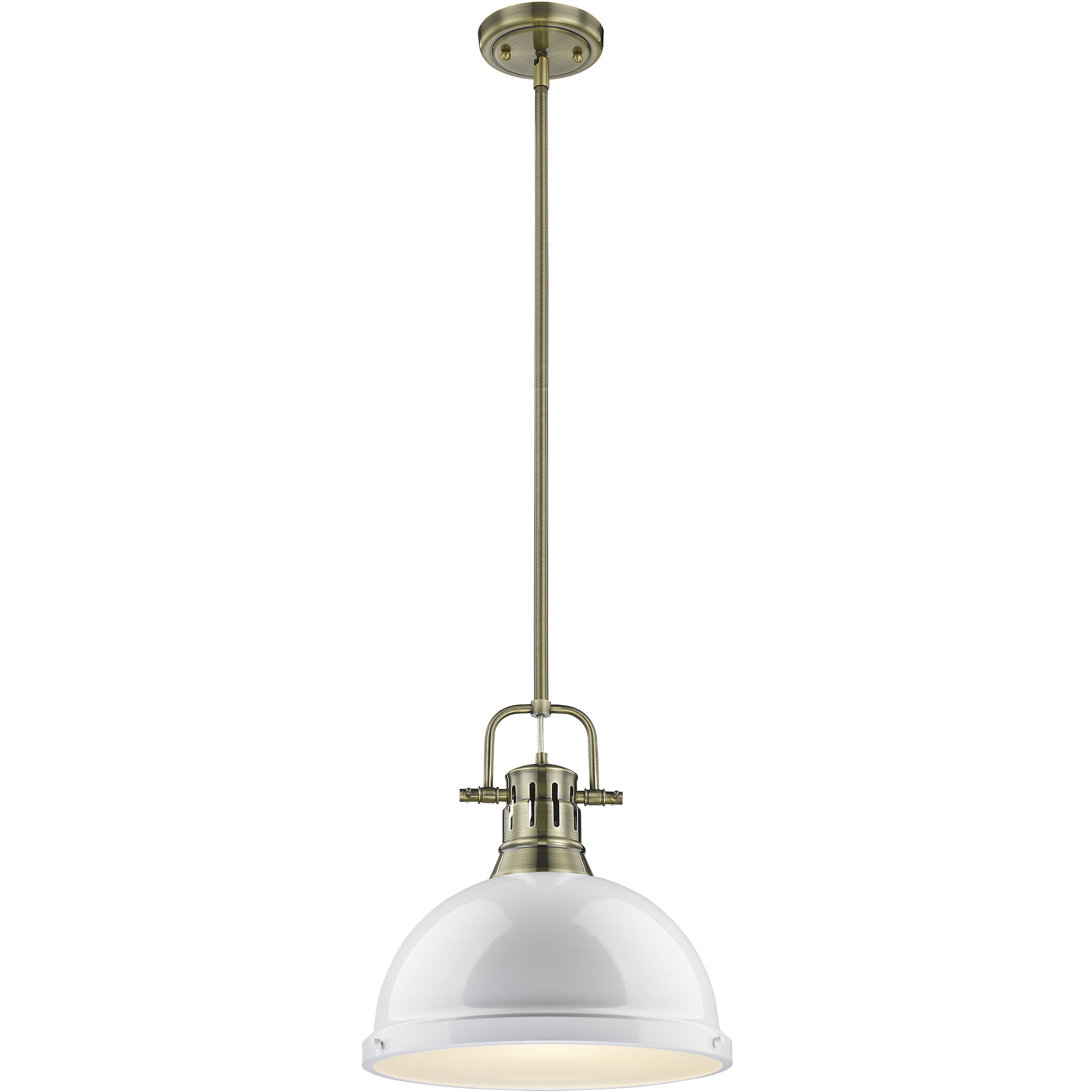 Yep Duncan 1 Light 14 inch Aged Brass Pendant Ceiling Light in White, Large