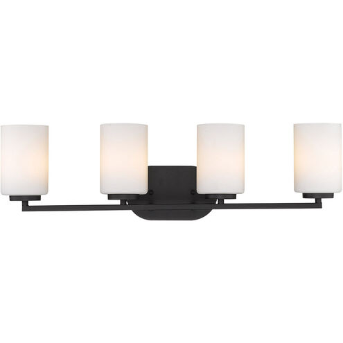 Manhattan 4 Light 28 inch Matte Black Bath Vanity Wall Light