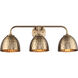 Shepard 3 Light 24.63 inch Modern Brass Vanity Light Wall Light