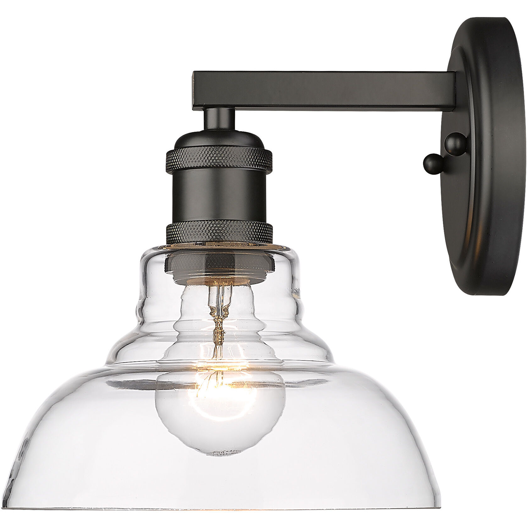 Yep Carver Vanity Wall Light in Matte Black, Clear Glass