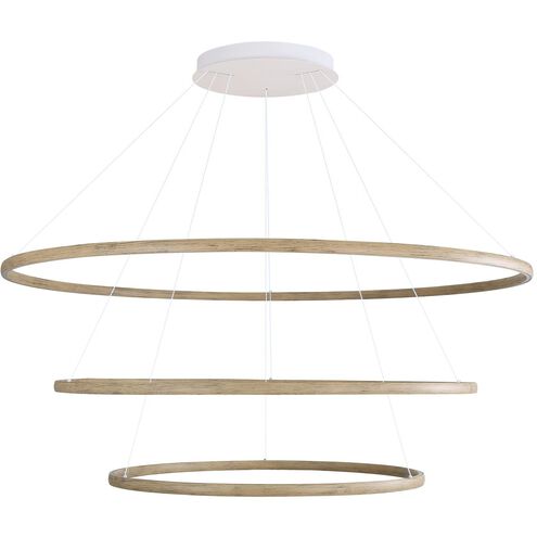 Veritas LED 59 inch Walnut Ring Chandelier Ceiling Light, 3 Tier