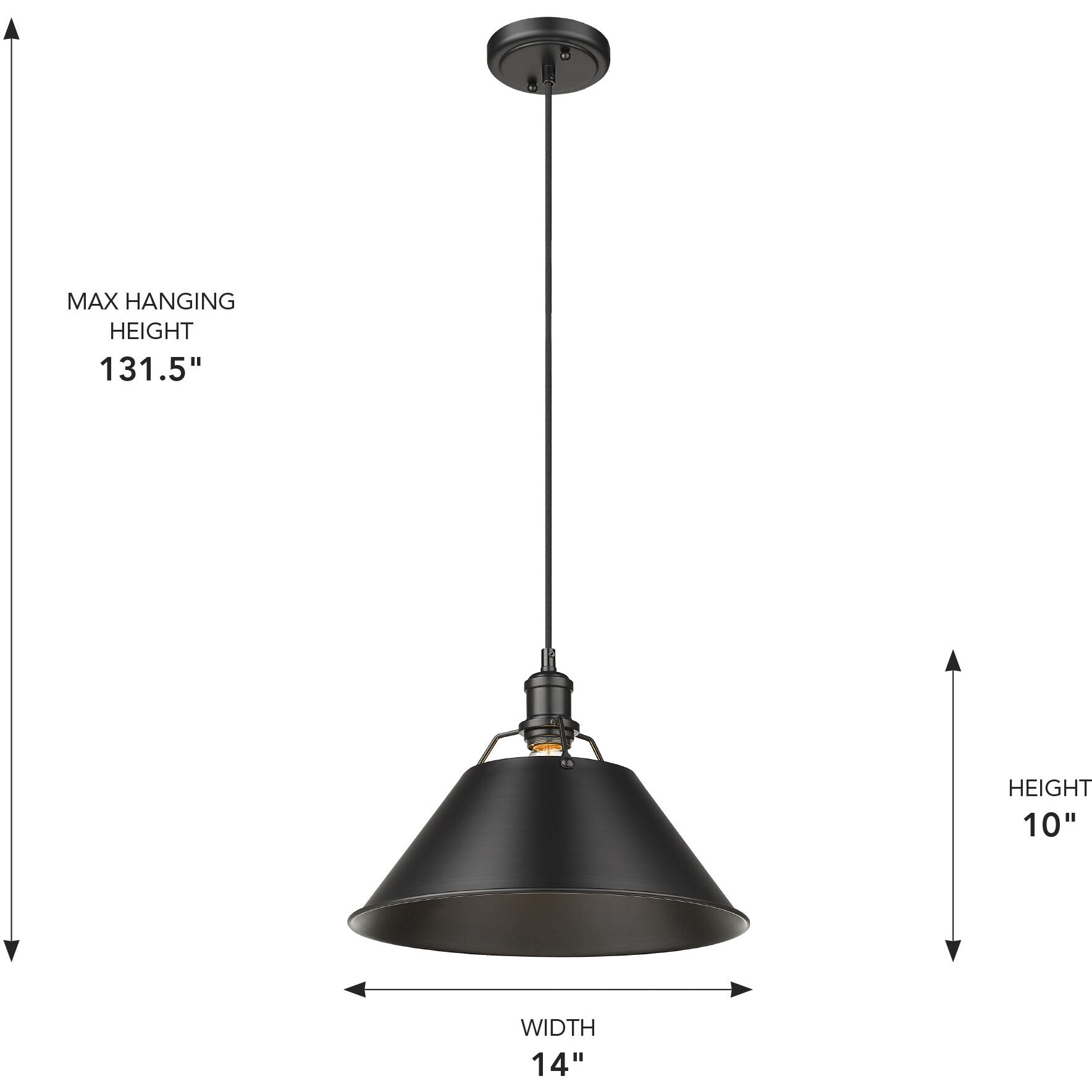Yep Orwell Pendant Ceiling Light in Matte Black, Large