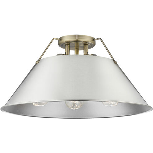 Orwell 3 Light 18.75 inch Aged Brass Flush Mount Ceiling Light in Pewter