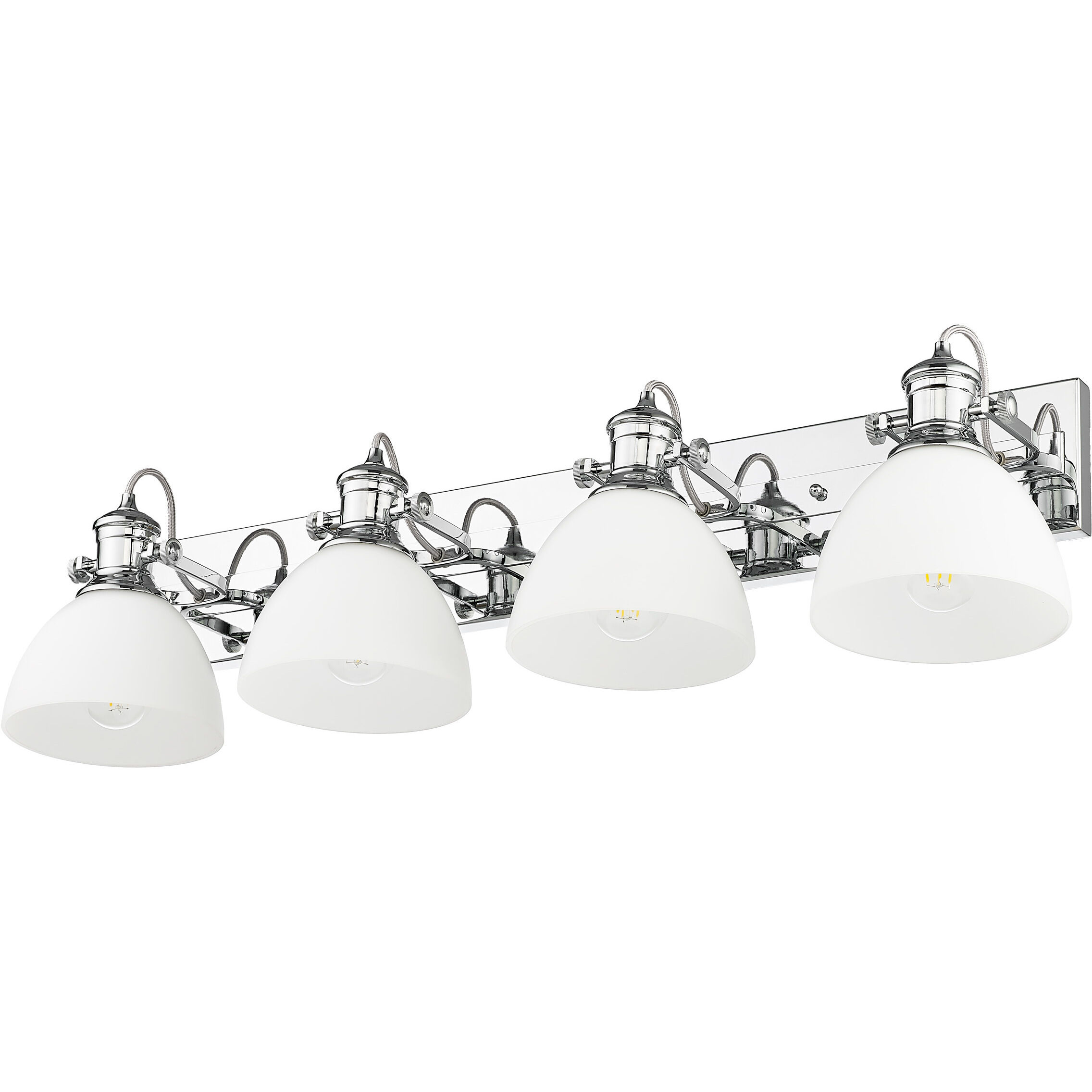Yep Hines Vanity Wall Light in Chrome, Opal Glass