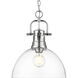Yep Duncan 1 Light 14 inch Chrome Pendant Ceiling Light in Clear Glass