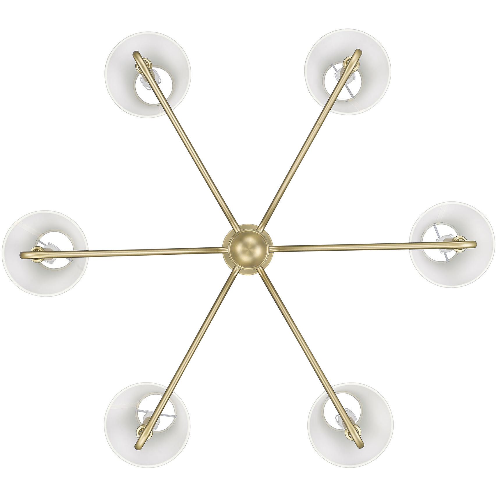 Yep Kennedy 6 Light 29.75 inch Brushed Champagne Brass Chandelier Ceiling Light in Ivory Linen
