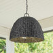 Rue 3 Light 21 inch Natural Black Outdoor Pendant