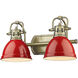 Yep Duncan Vanity Wall Light in Aged Brass, Red