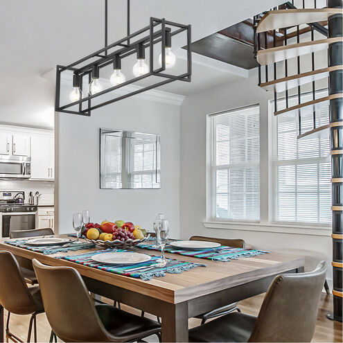 Tribeca 5 Light 41 inch Matte Black Linear Pendant Ceiling Light