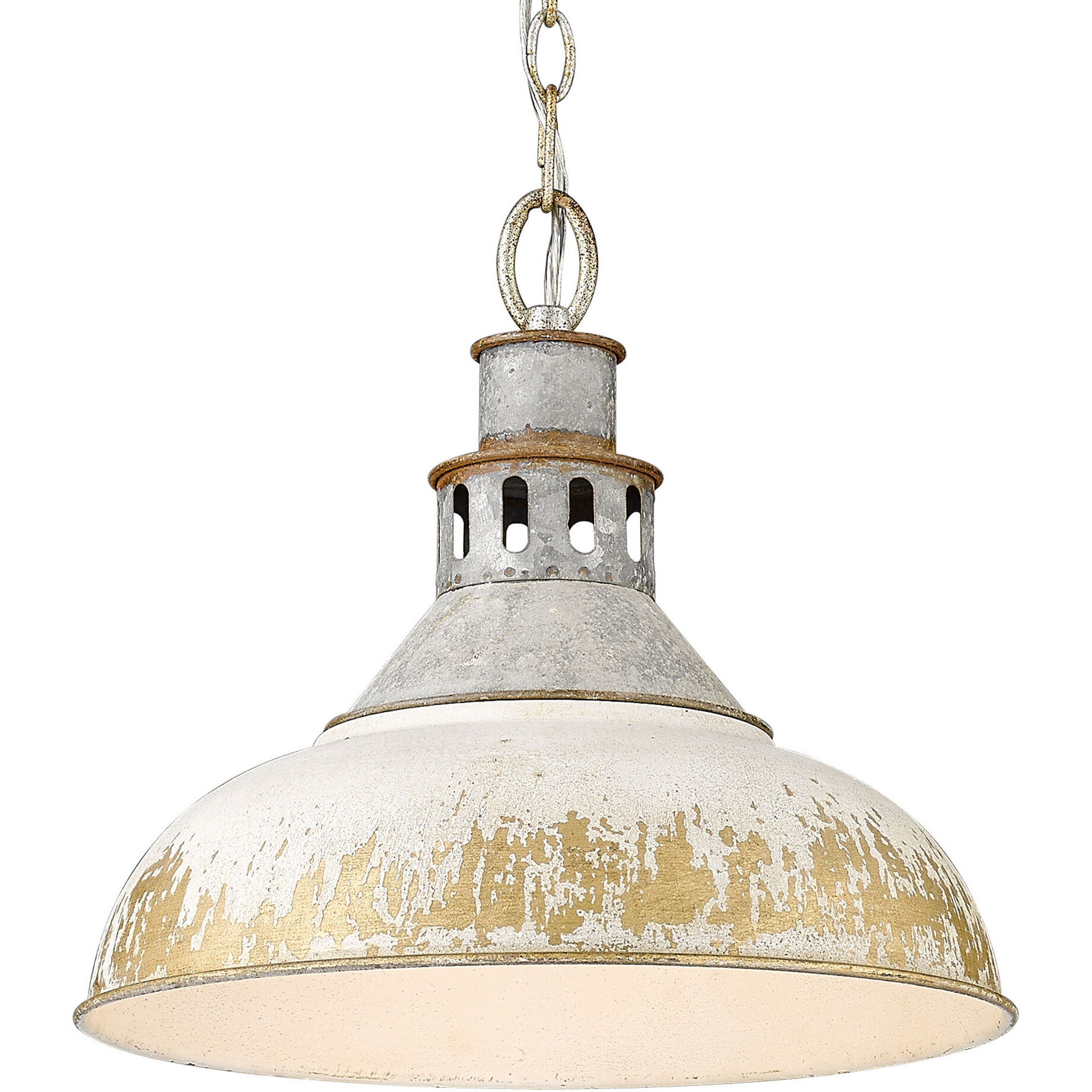 Kinsley 1 Light 14 inch Aged Galvanized Steel Pendant Ceiling Light in Antique Ivory, Large