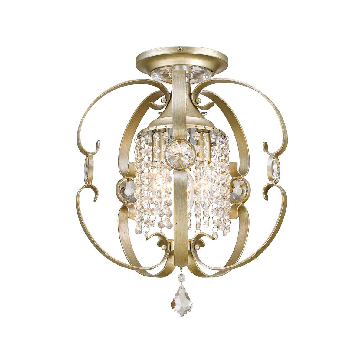 Ella 3 Light 14 inch White Gold Semi-flush Ceiling Light, Convertible