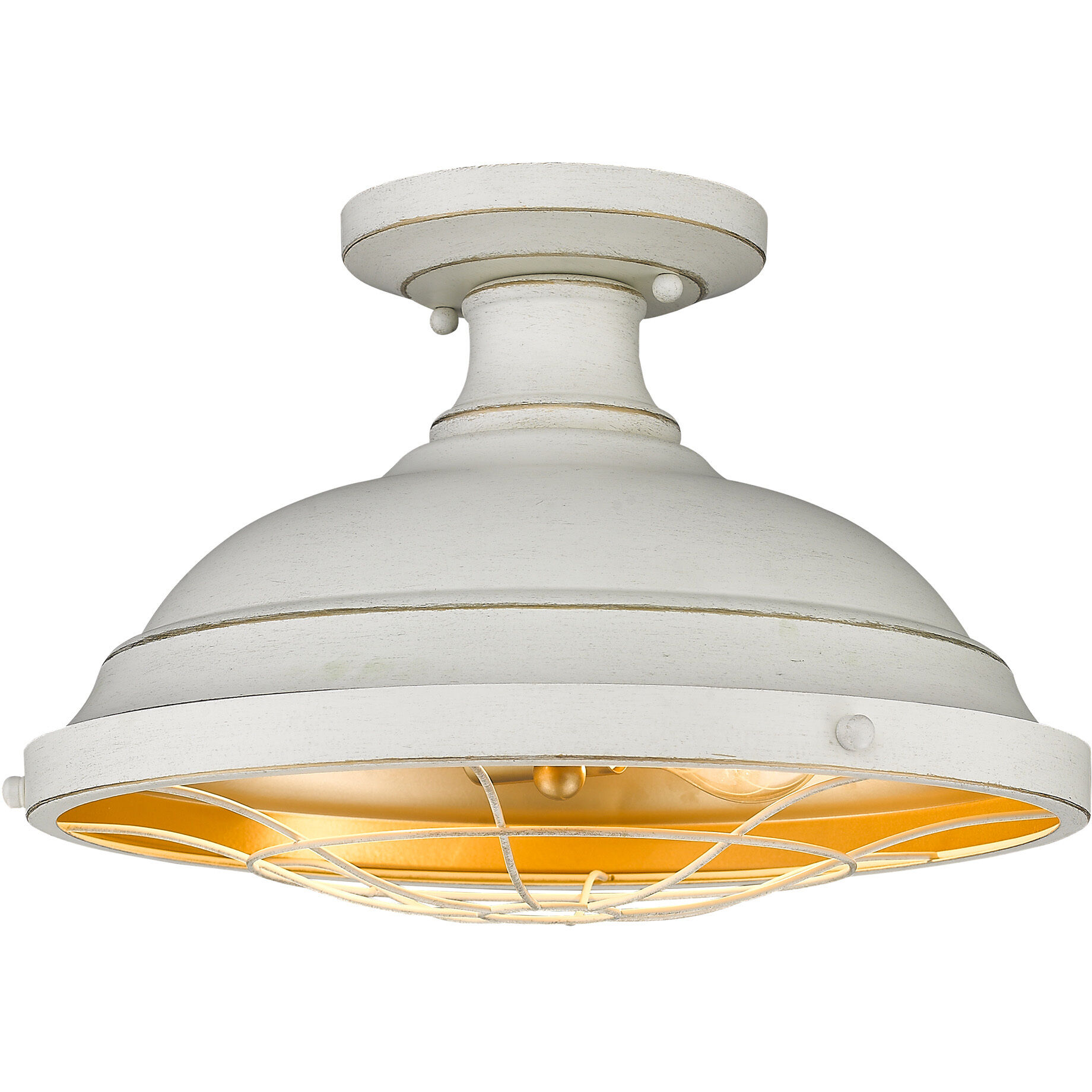 Bartlett 2 Light 14 inch French White Semi-Flush Mount Ceiling Light, Damp